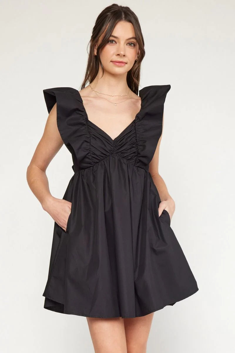 Oversized Ruffle Sleeve Mini Dress