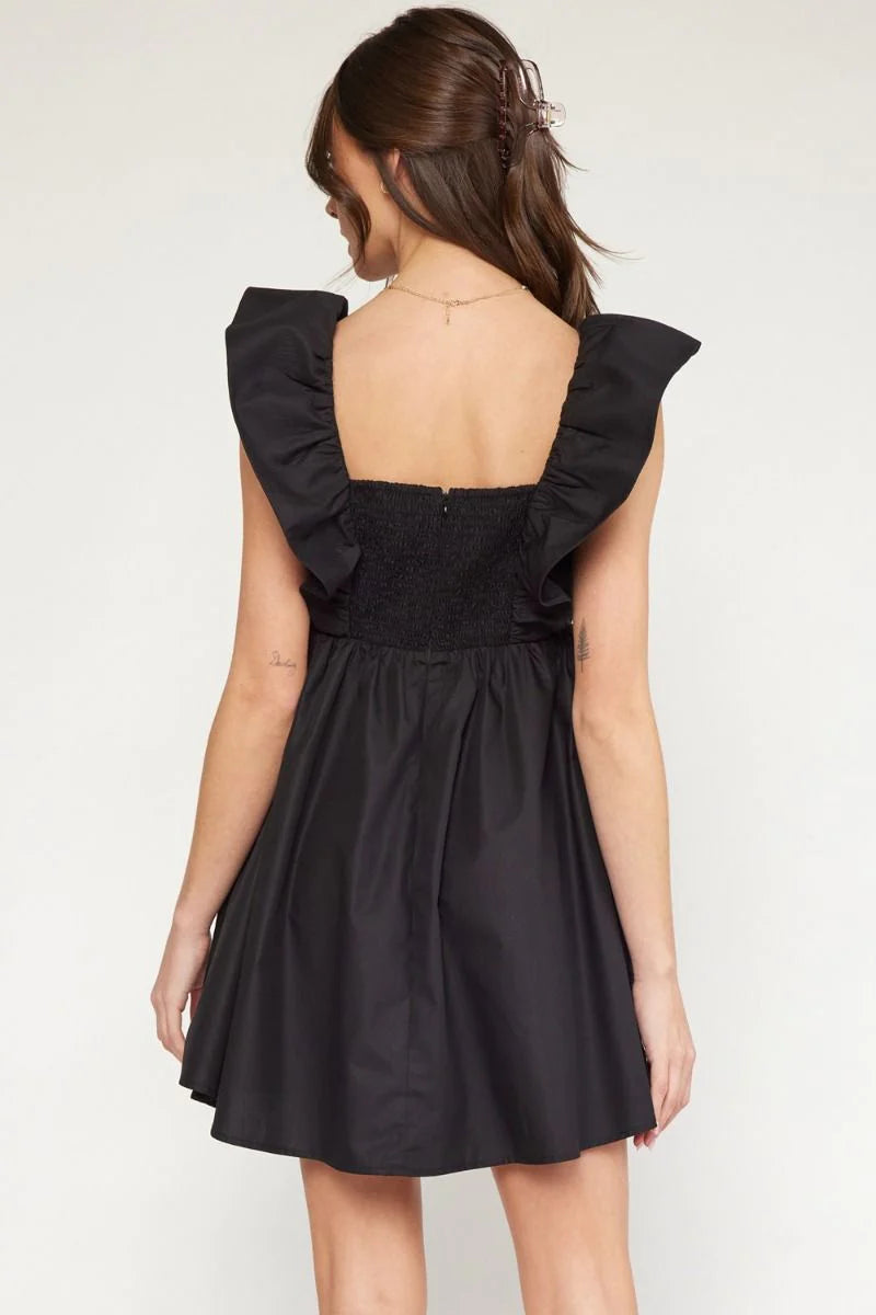 Oversized Ruffle Sleeve Mini Dress