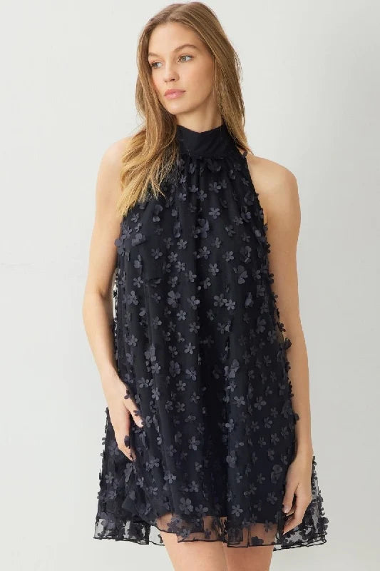 Babydoll 3d Floral Applique Dress