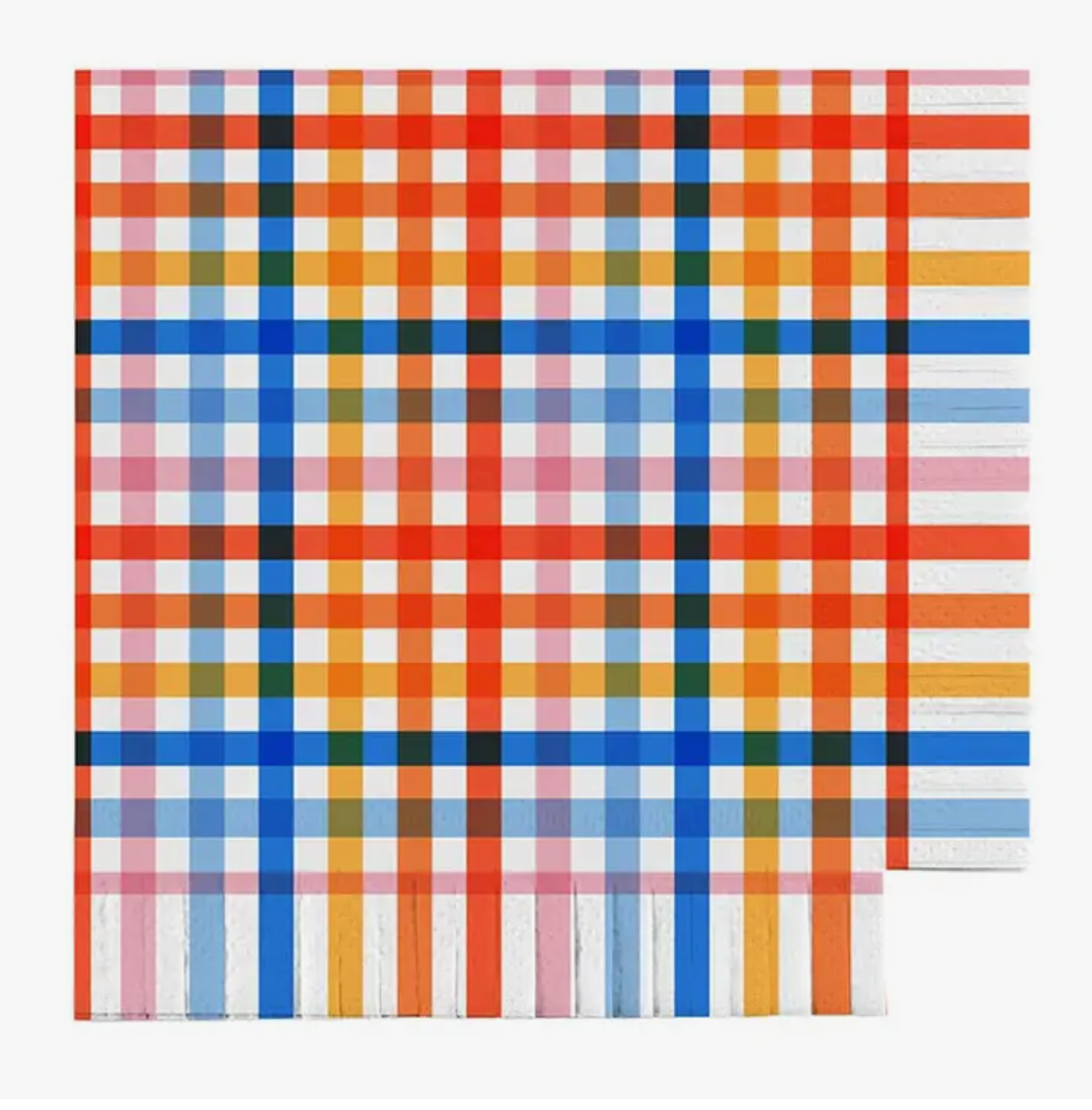 Retro Plaid Fringe Napkin