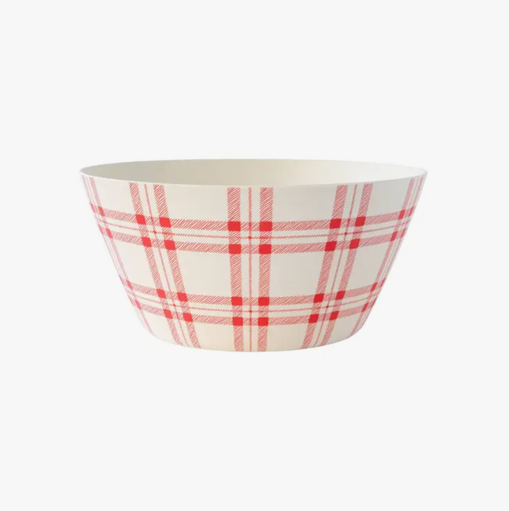 Red Plaid Reusable Serving Bowl