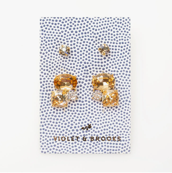 Crystal Boxed Earring Duet - Gold