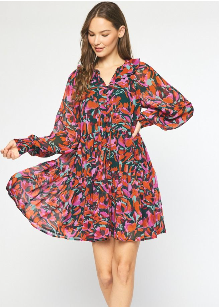 Red & Green Swing Dress