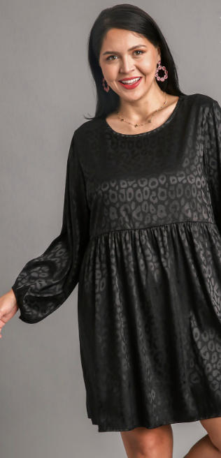 Animal Jacquard Print Long Sleeve Dress