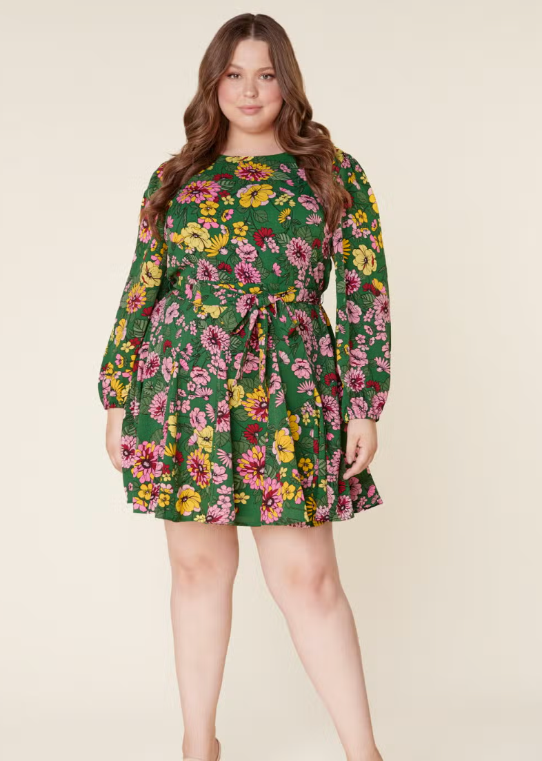 Everly Floral Mellow Godet Dress
