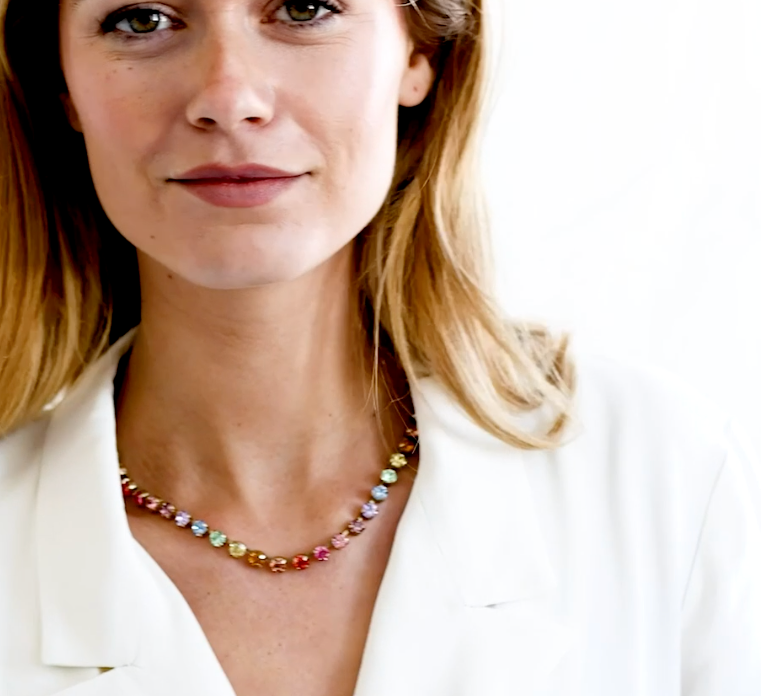 Milly Slider Necklace in Rainbow Ombre