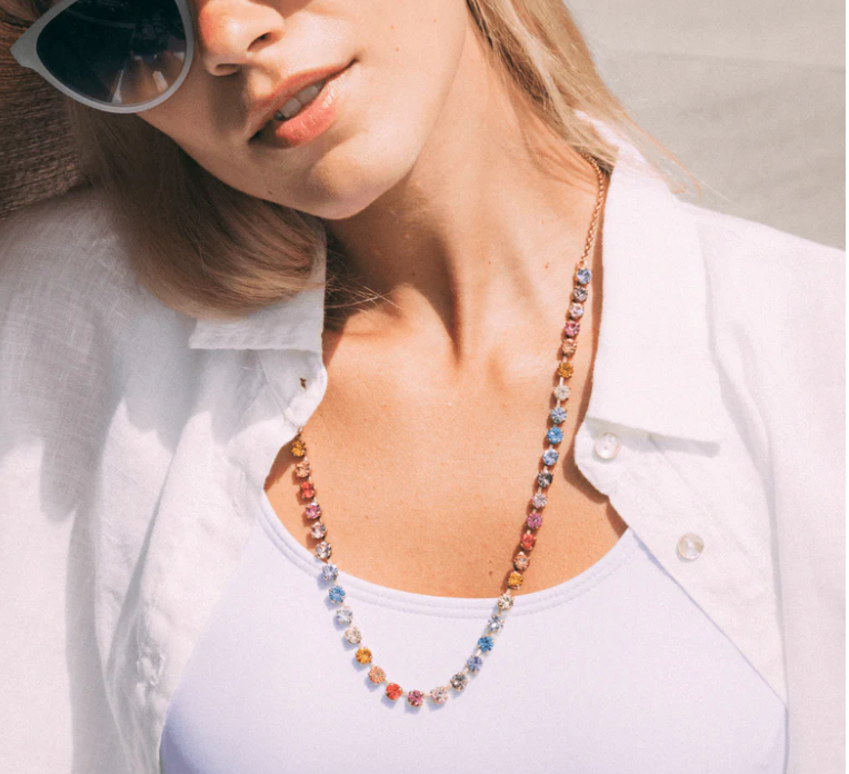 Milly Slider Necklace in Rainbow Ombre