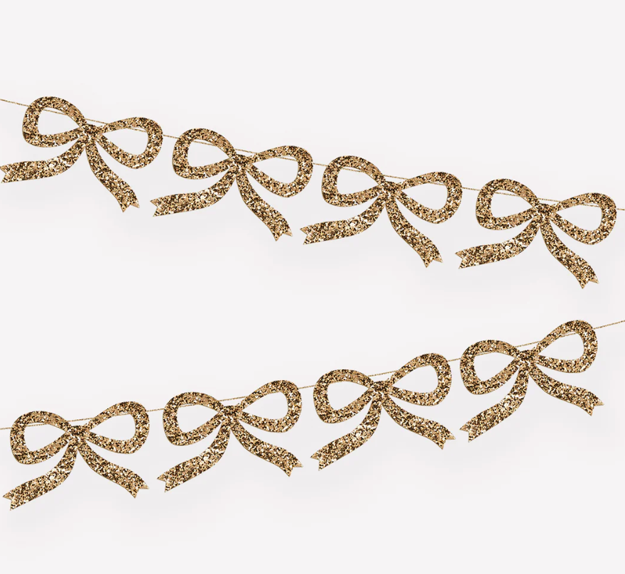 Gold Glitter Bow Garland