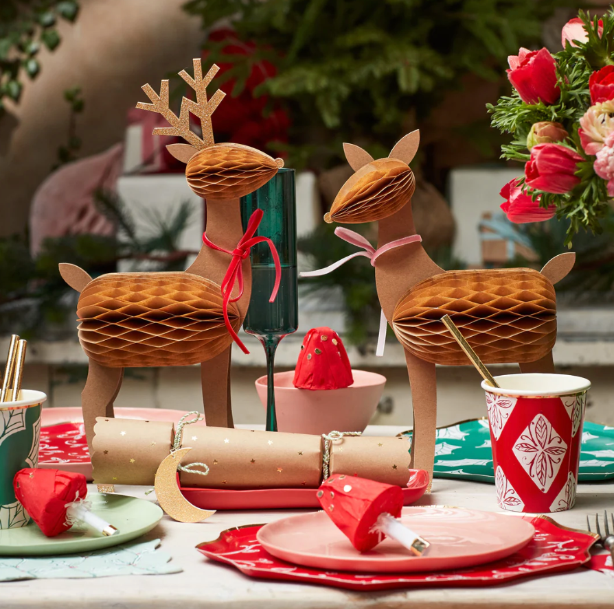 Honeycomb Reindeer Family
