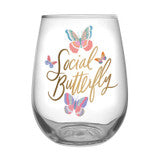 Social Butterfly Wine Glass