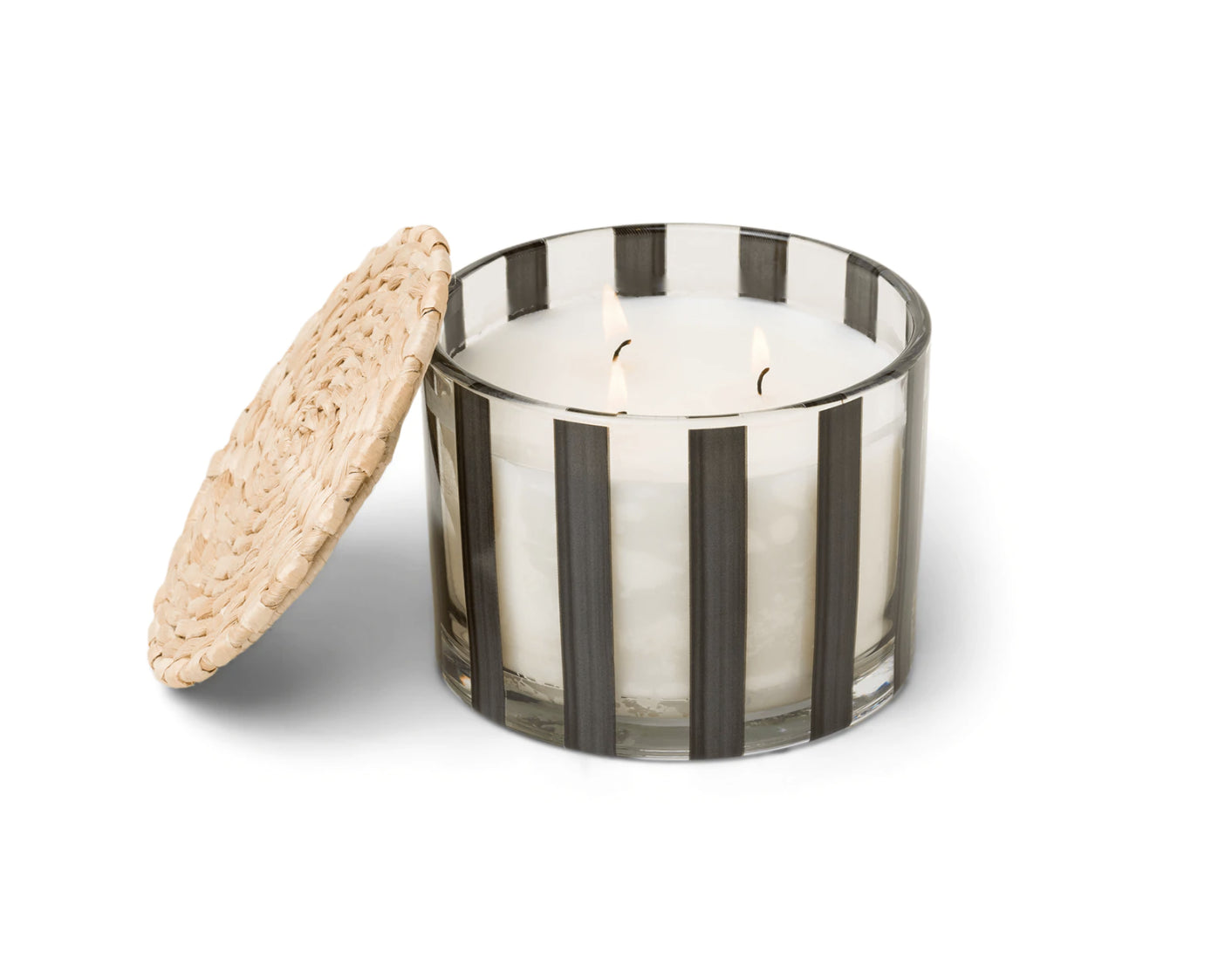 Large Striped Candle w/ woven top