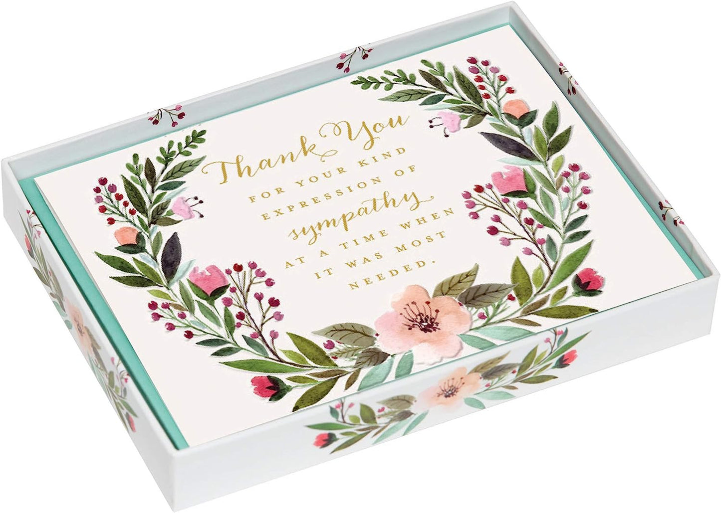 C.R. Gibson Watercolor Wreath Sympathy Cards with Matching Envelopes