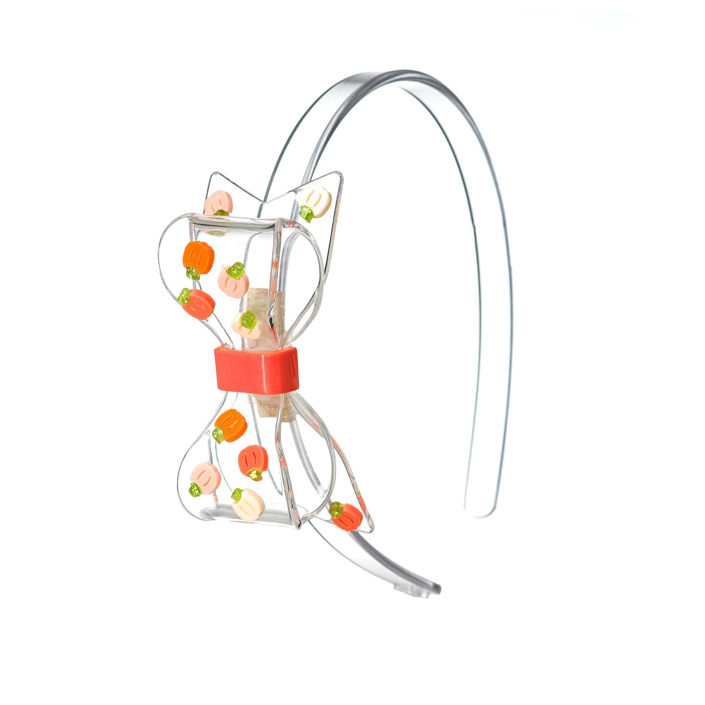 Clear Bow Mini Pumpkin Headband