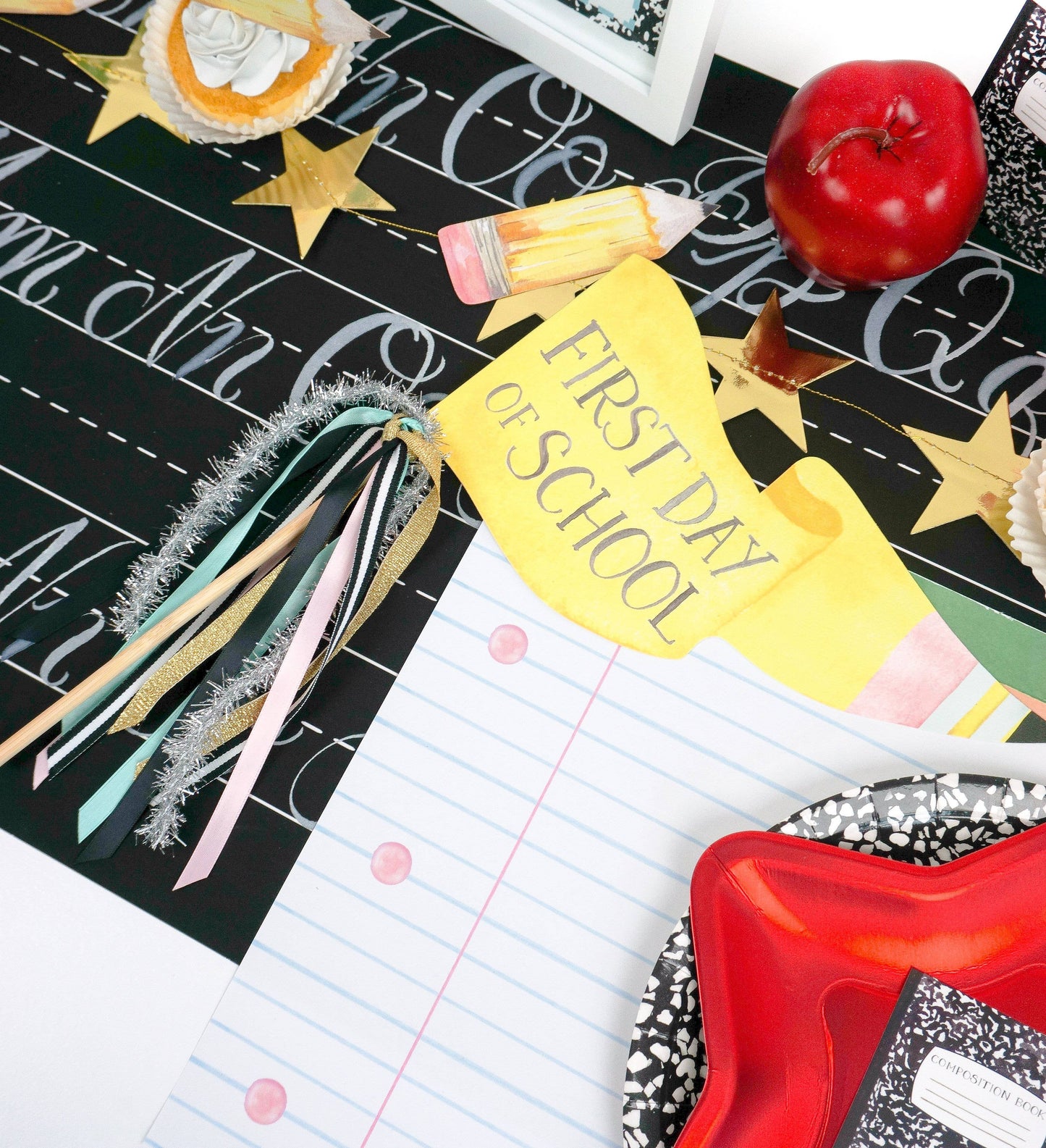 Back to School Chalkboard Alphabet Table Runner Party Decor