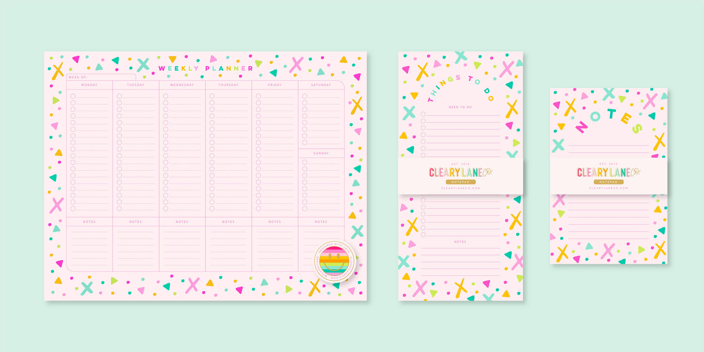 Notepad | 4"x6" | Pink Rainbow Shapes