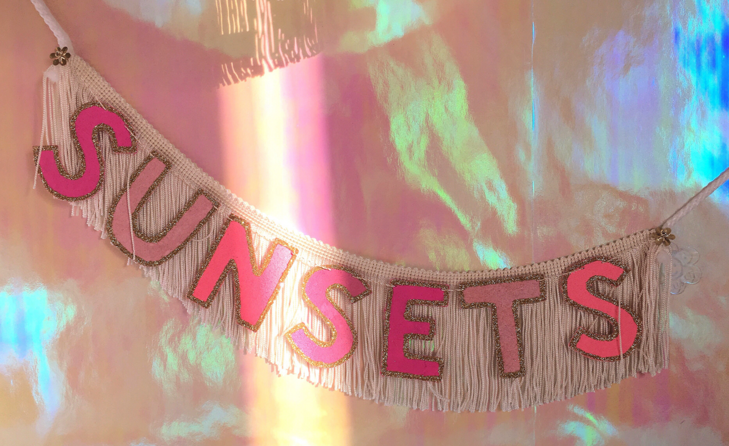 Handmade Fringe Sunsets Banner