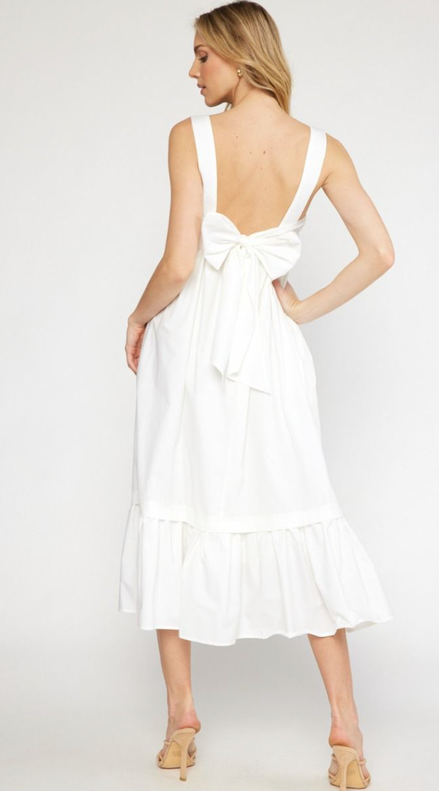 Lightweight White Square Neck Dress