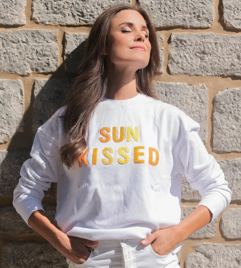 “Sun Kissed” White Sweatshirt