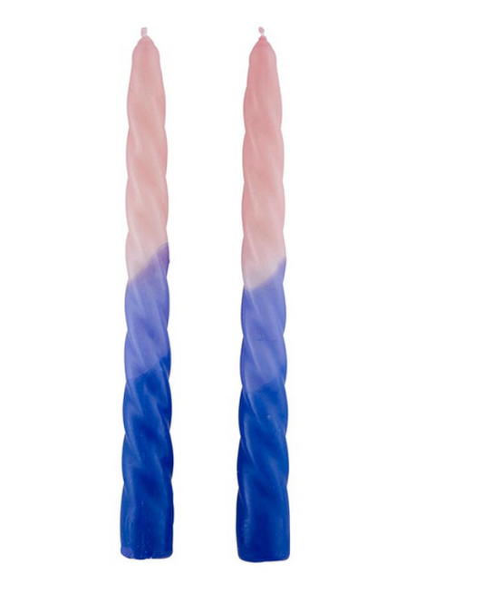 Blue & Pink Twist Taper Candle
