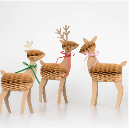 Honeycomb Reindeer Family