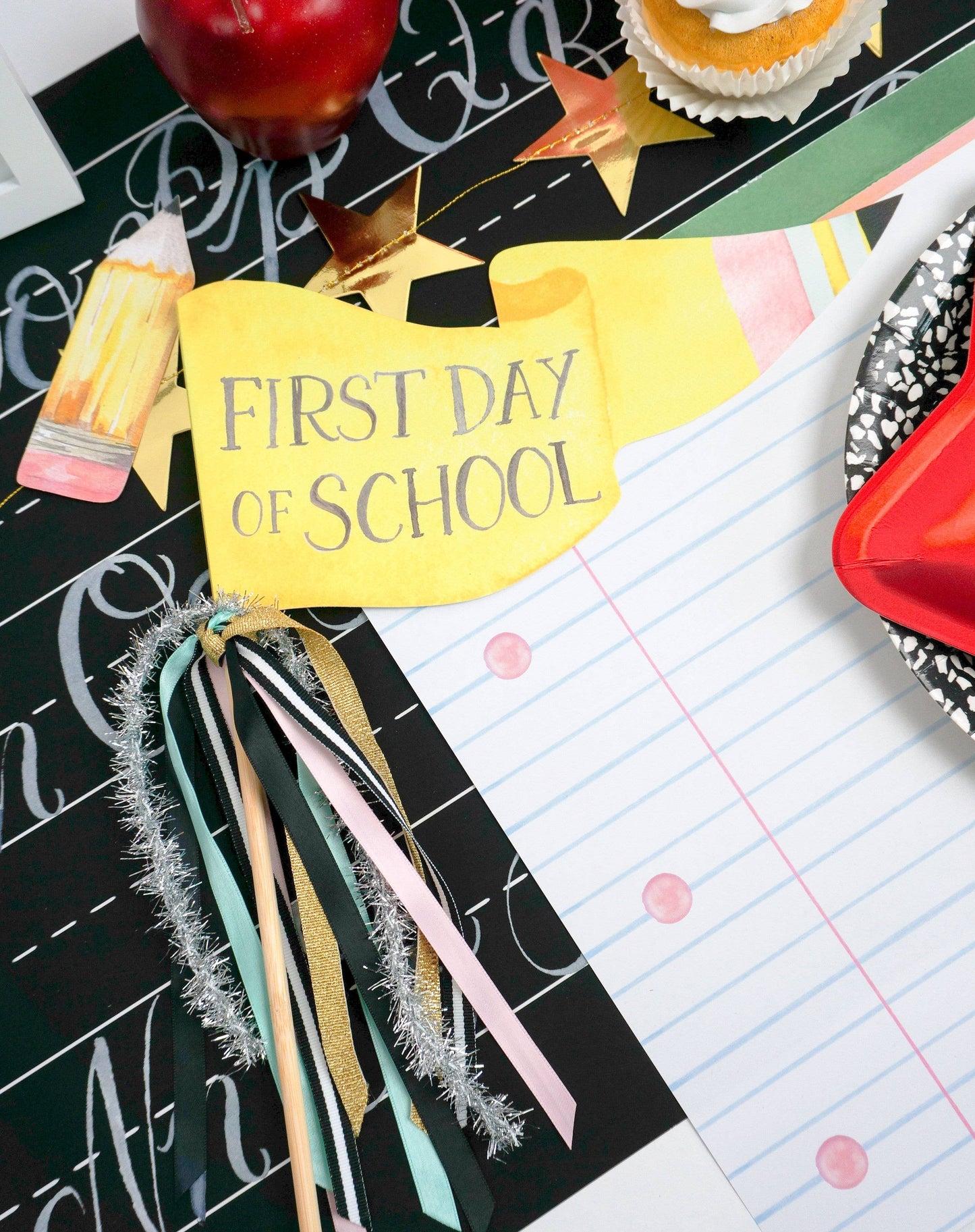 Back to School Chalkboard Alphabet Table Runner Party Decor