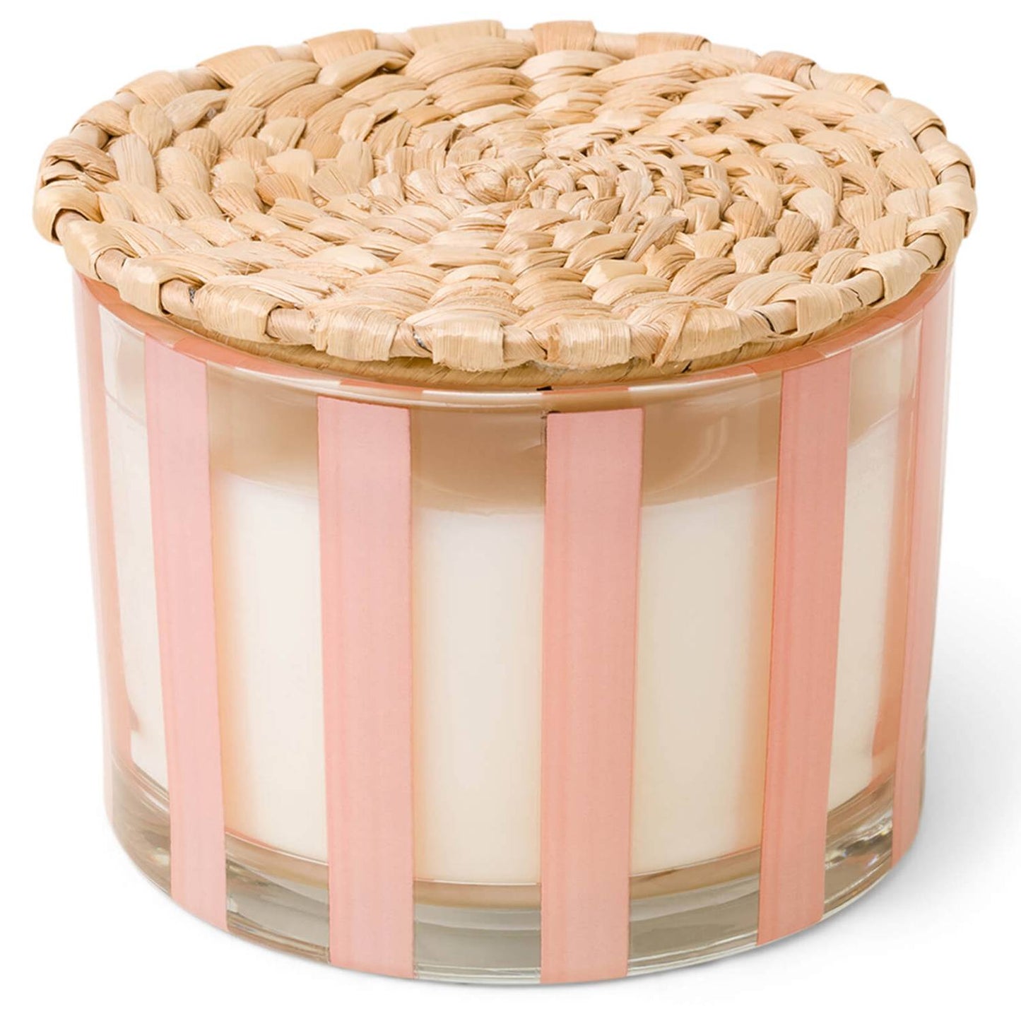 Large Striped Candle w/ woven top