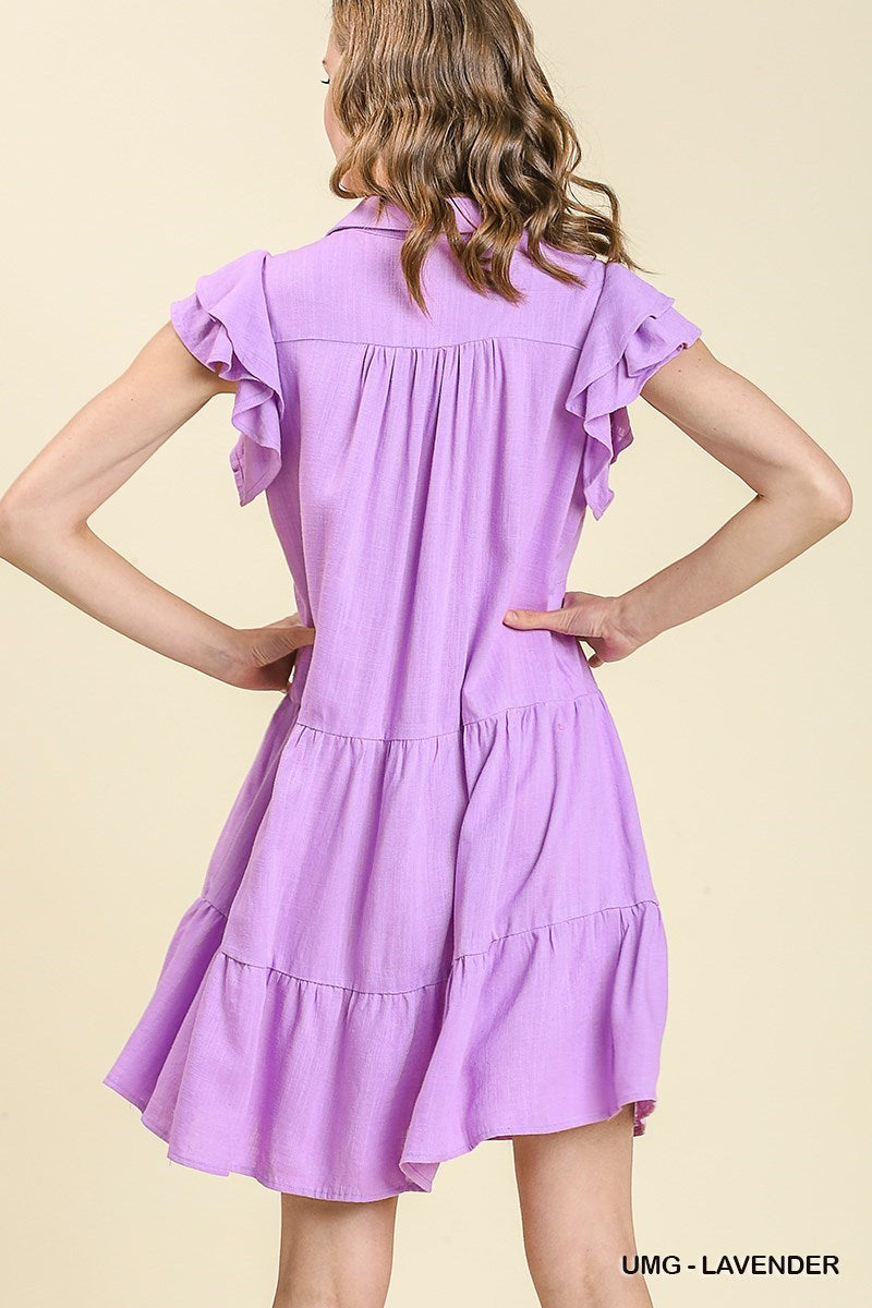 Lavender Linen Ruffle Dress