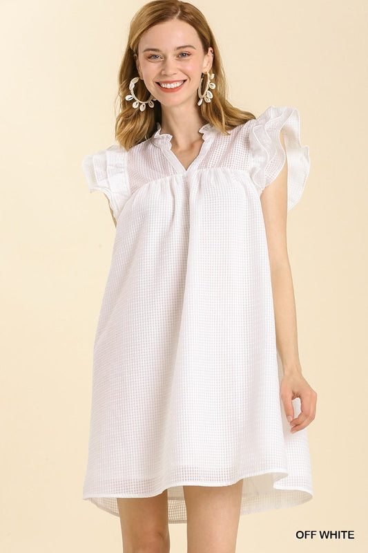 White Organza Ruffle Dress