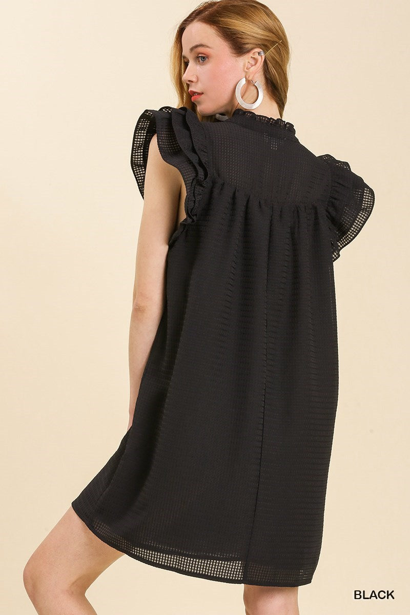 Black Organza Ruffle Dress