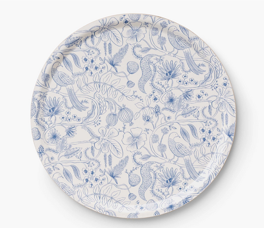 Rifle Paper Co White and Blue Round Tray